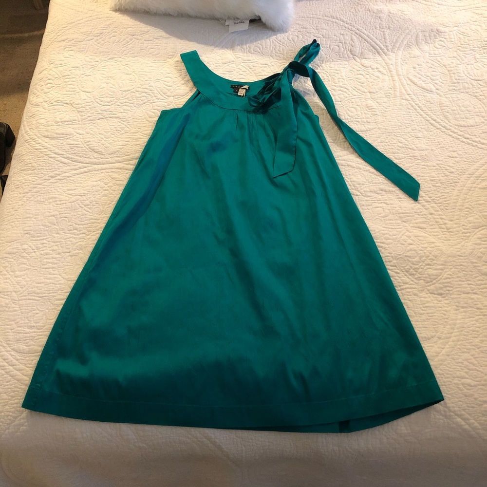 Theory Bow Dress Emerald Green